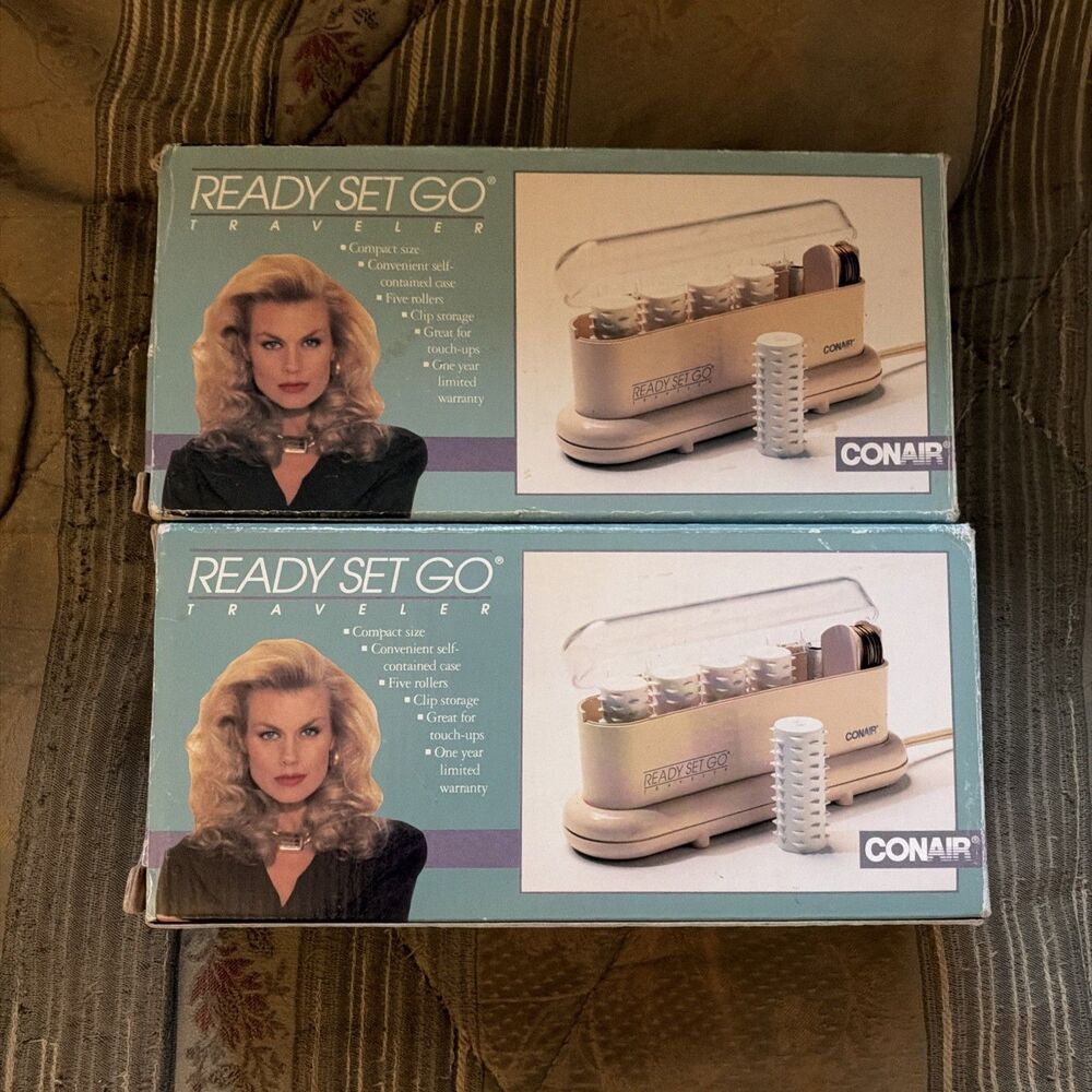 Lot Of 2 Conair Travel Hair Curlers Touch N Go Model - TS5 Hot Rollers & Clips